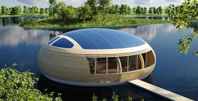 خانه‌‏ای شناور با قابلیت استفاده از انرژی خورشیدی